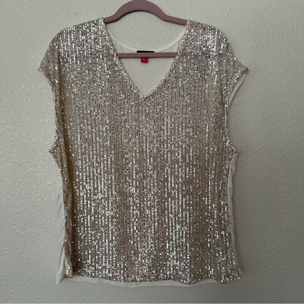 Vince Camuto Silver Sequin Blouse NWOT